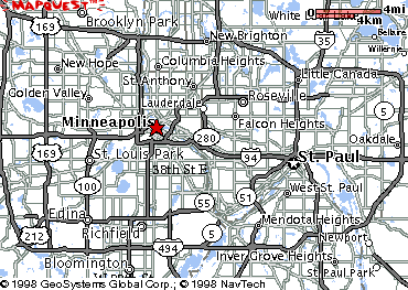 Map of Minneapolis, MN